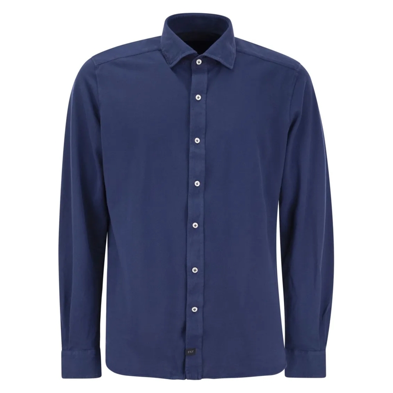 Fay Hemd Cotton French Collar Shirt Blue