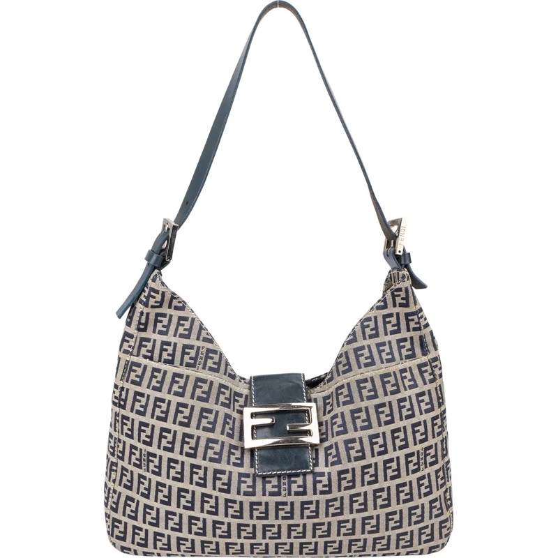 Fendi Schultertasche Fendi FF Monogram Baguette Buckle Shoulder Bag blau