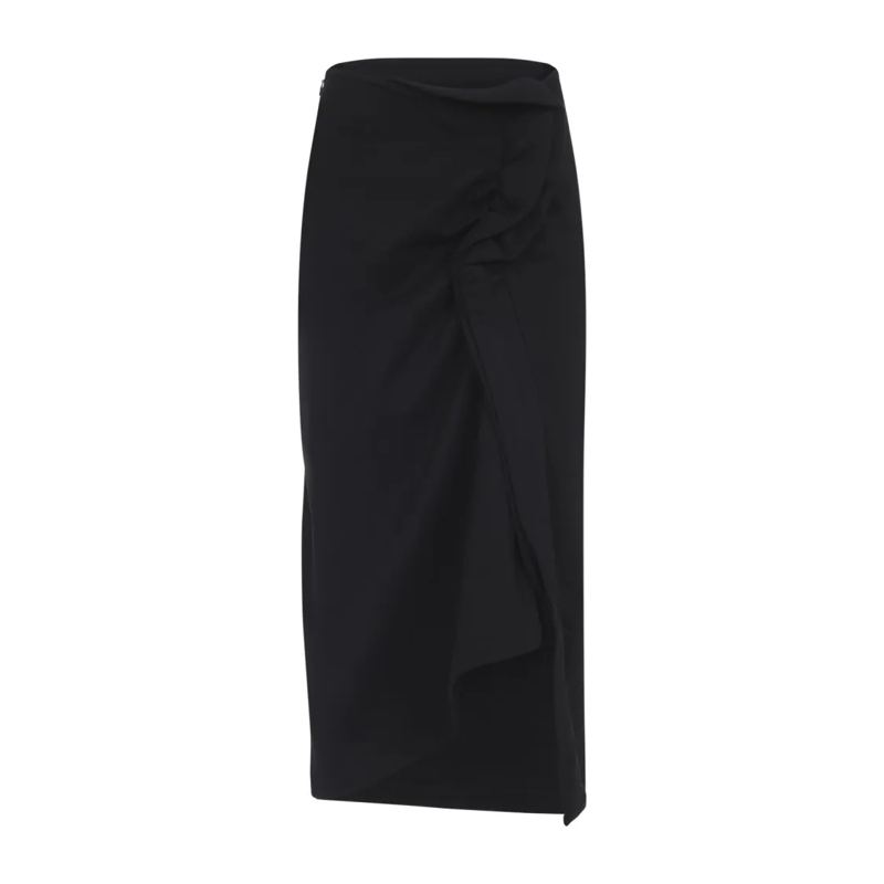 Dries Van Noten Midirok Black Midi Skirt With High Waist Black