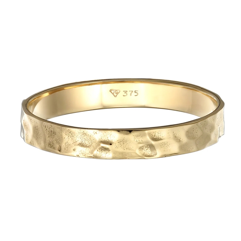 Kuzzoi Bandring Ring Bandring Herrenring Gehämmert 375er Gelbgold gold(Image 3)