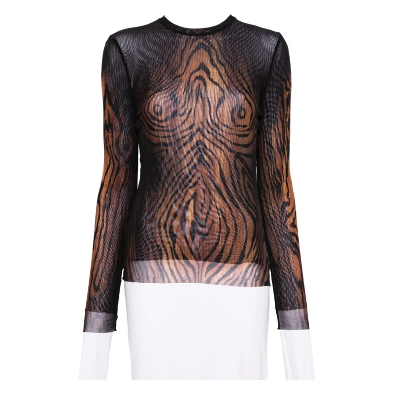 Jean Paul Gaultier Langärmeliges Oberteil Long-Sleeve Sheer Top Black