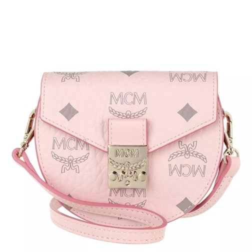 MCM Patricia Visetos New Round Wallet W/ Strap Small  Powder Pink Wallet On A Chain