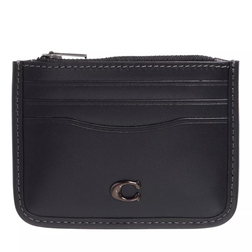 Coach Refined Calf Leather Zip Card Case Black Kartenhalter