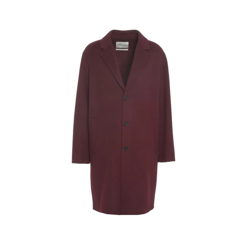 Amaranto  Burgundy Cashmere-Wool Blend Coat With Classic Not Black