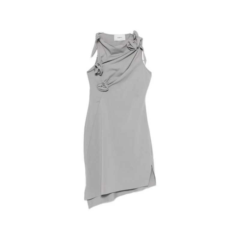 Coperni Minikleid Grey Bow Detail Cutout Asymmetric Dress Grey