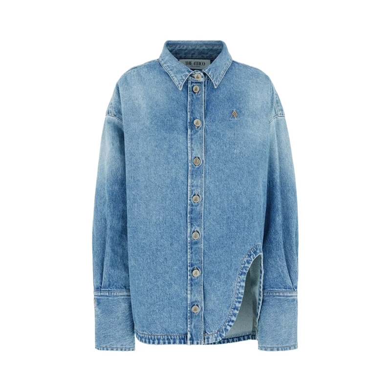 The Attico Overhemd Loose-Fitting Denim Shirt With Clear Blue Wash Blue