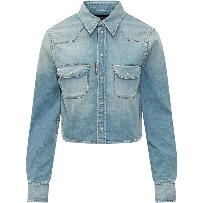 Dsquared2 Chemisier Camicia Mini Western in Denim hellblau