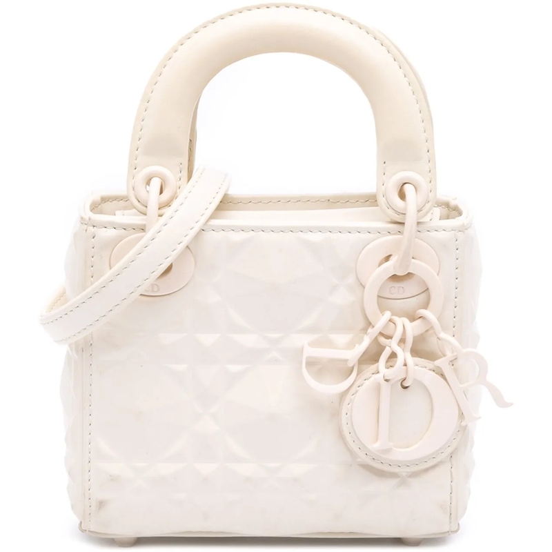 Christian Dior Schultertasche Micro Ultra Matte Calfskin Cannage Diamond Motif L weiß