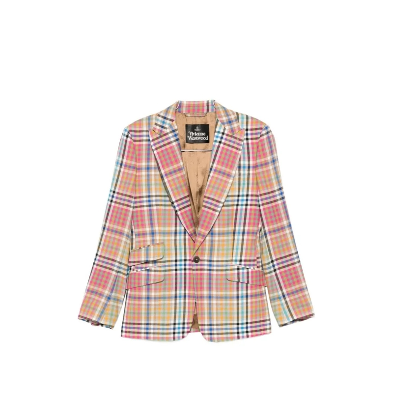 Vivienne Westwood Blazer Multicolored Plaid Tailored Blazer With Notched La Multicolor