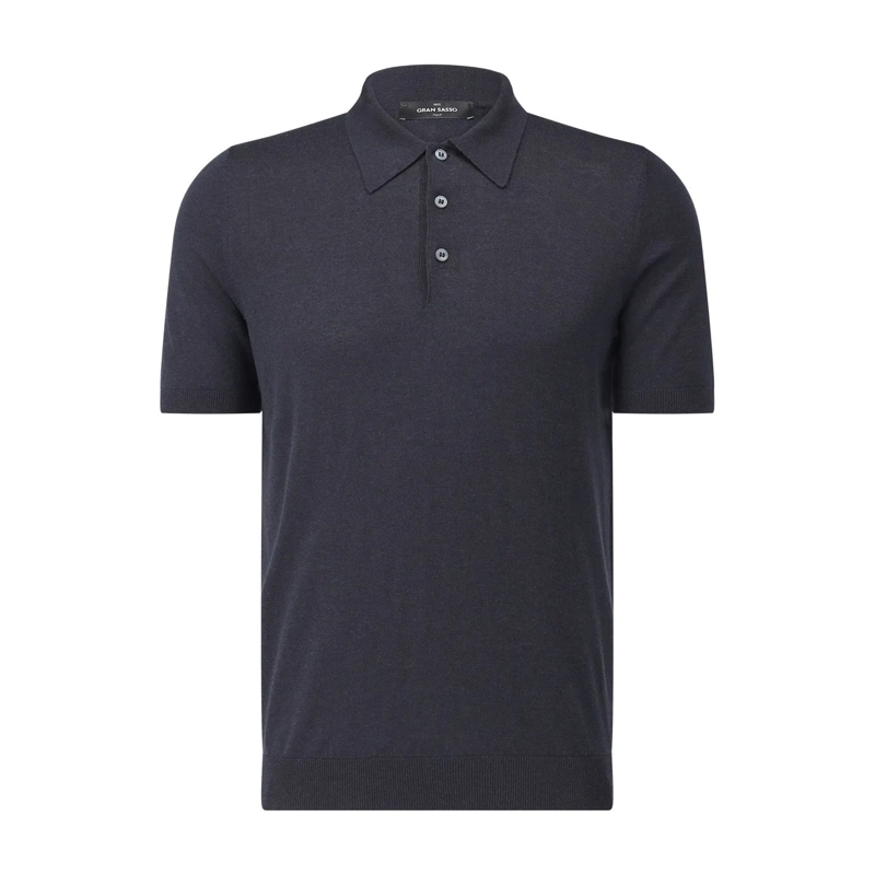 Gran Sasso Pullover Poloshirt aus Seide blau