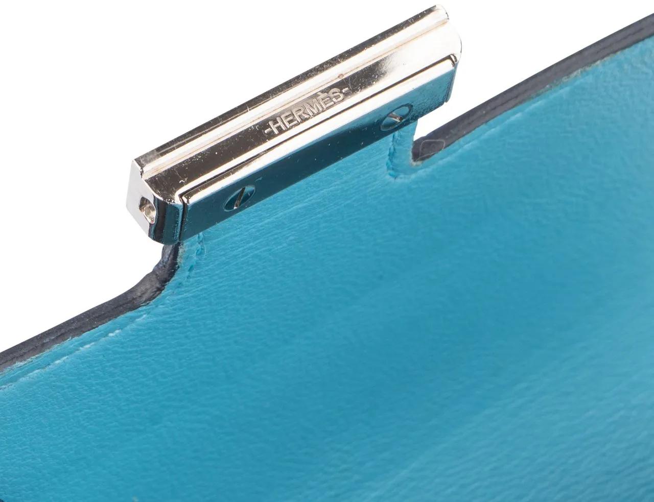 Thumbnail - Hermès Portemonnaie - Hermes Blue Epsom Leather Constance Compact Wallet - Gr. unisize - in Bunt - für Damen