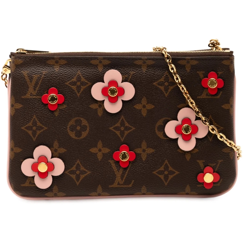 Louis Vuitton Schultertasche Monogram Blooming Flowers Double Zip Pochette braun