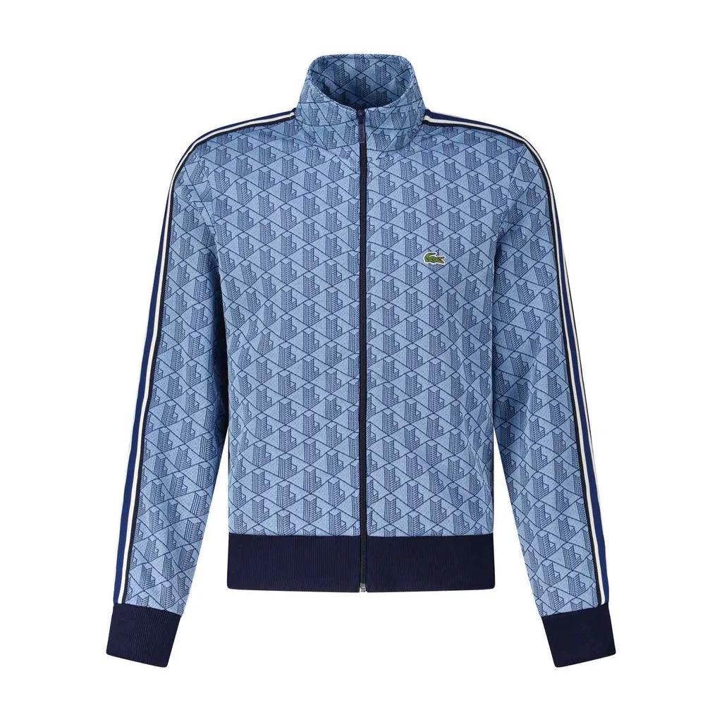 Lacoste - Sweatjacke mit Jacquard-Monogramm und Logo-Detail - Größe L - blau