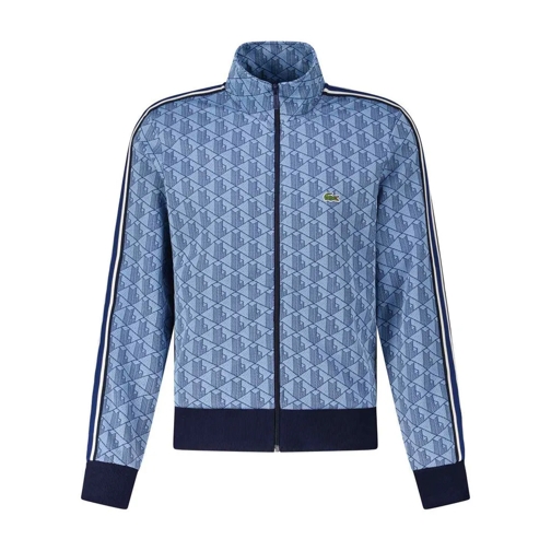 Lacoste Sweatjacke mit Jacquard-Monogramm und Logo-Detail Hellblau Veste de transition