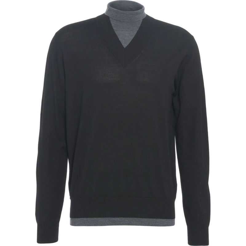 Paolo Pecora  Knit sweater with V-neck schwarz