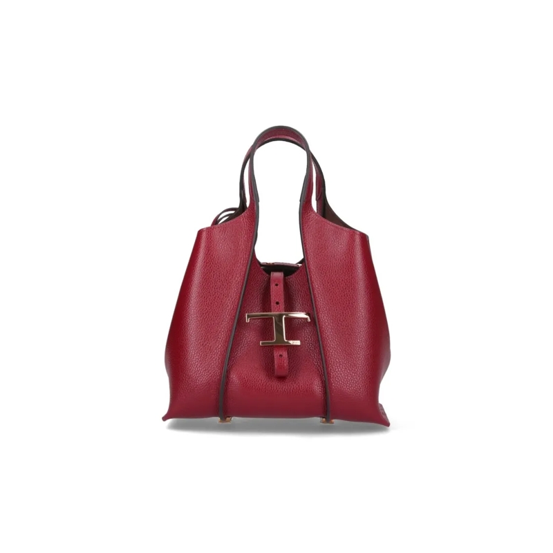 Tod's Sac à bandoulière Small Bordeaux Textured Calfskin Shoulder Bag Red