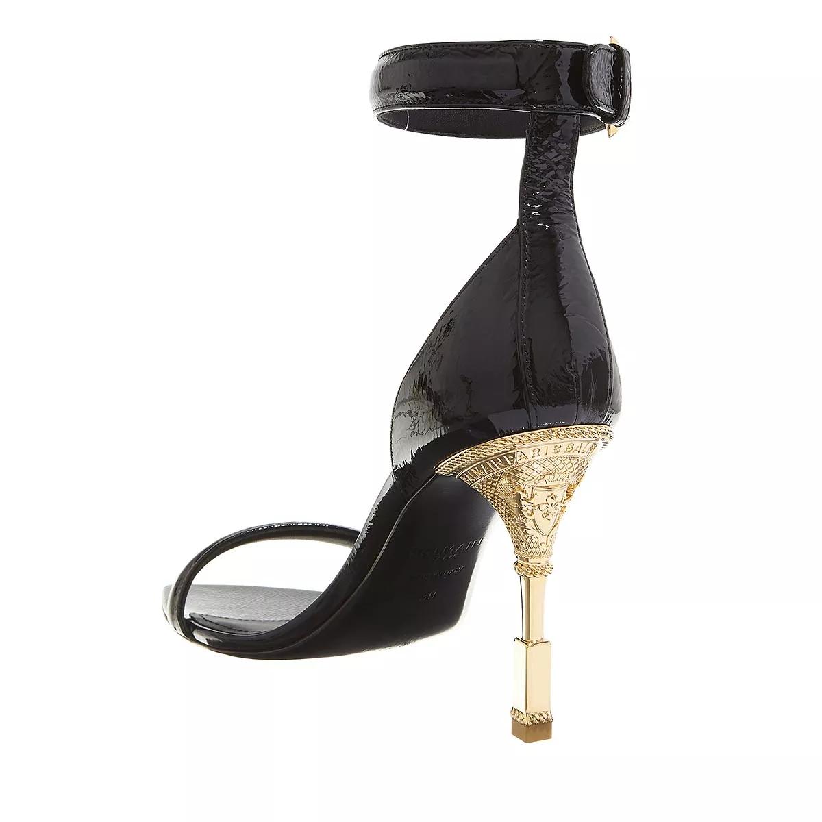 Balmain Moneta Sandals Patent Leather Black | Riemchensandale