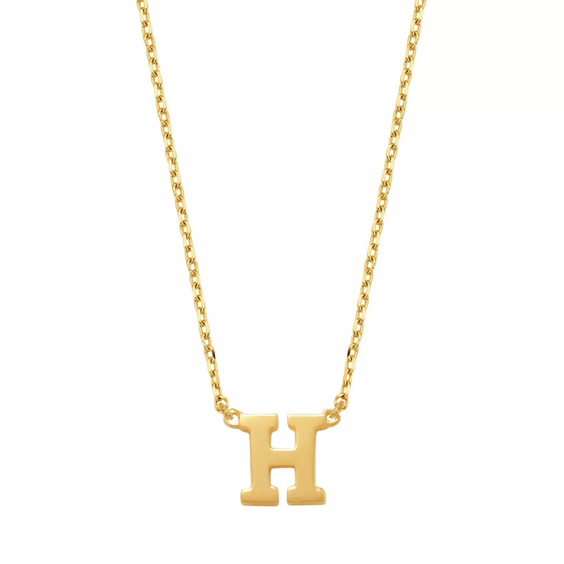 Isabel Bernard Collier court Le Marais Chloé 14 Karat Initial Necklace Letter H Gold