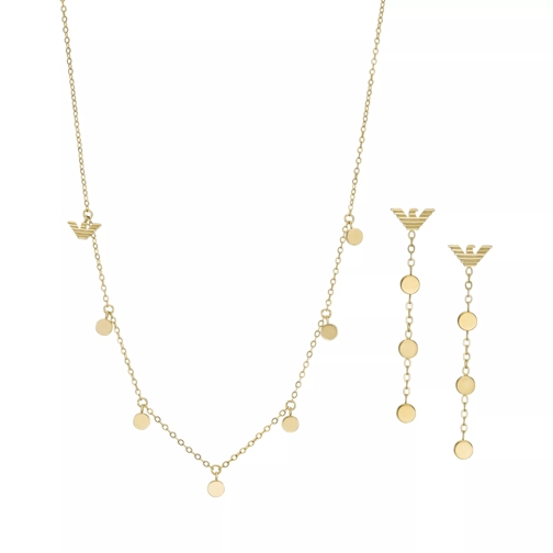 Emporio Armani Stainless Steel Necklace and Earrings Set Gold 