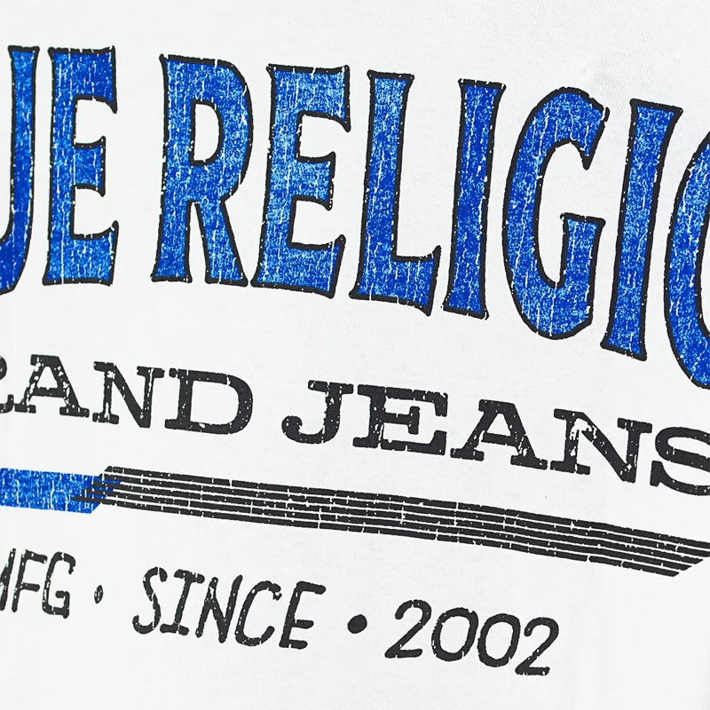 True Religion T-Shirt - Lockerer Schnitt- Überschnittende Schultern- L winterweiß(Image 5)