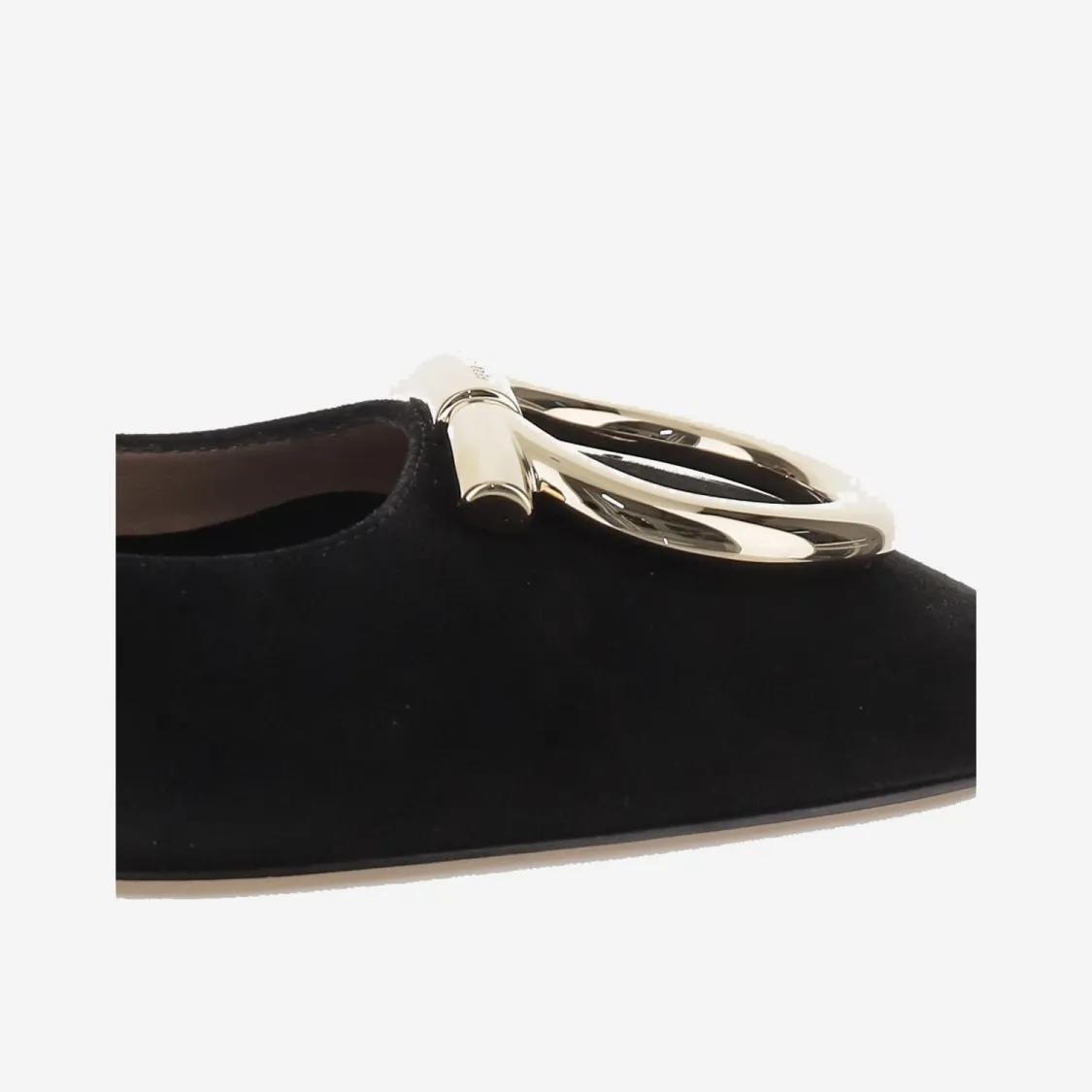 Thumbnail - Leather Ballerinas With Square Toe And Adjustable - Gr. 6_5 - in Schwarz