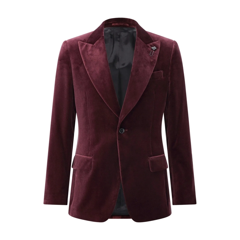 Lardini Anzugjacke Slim-Fit Sakko aus Samt rot