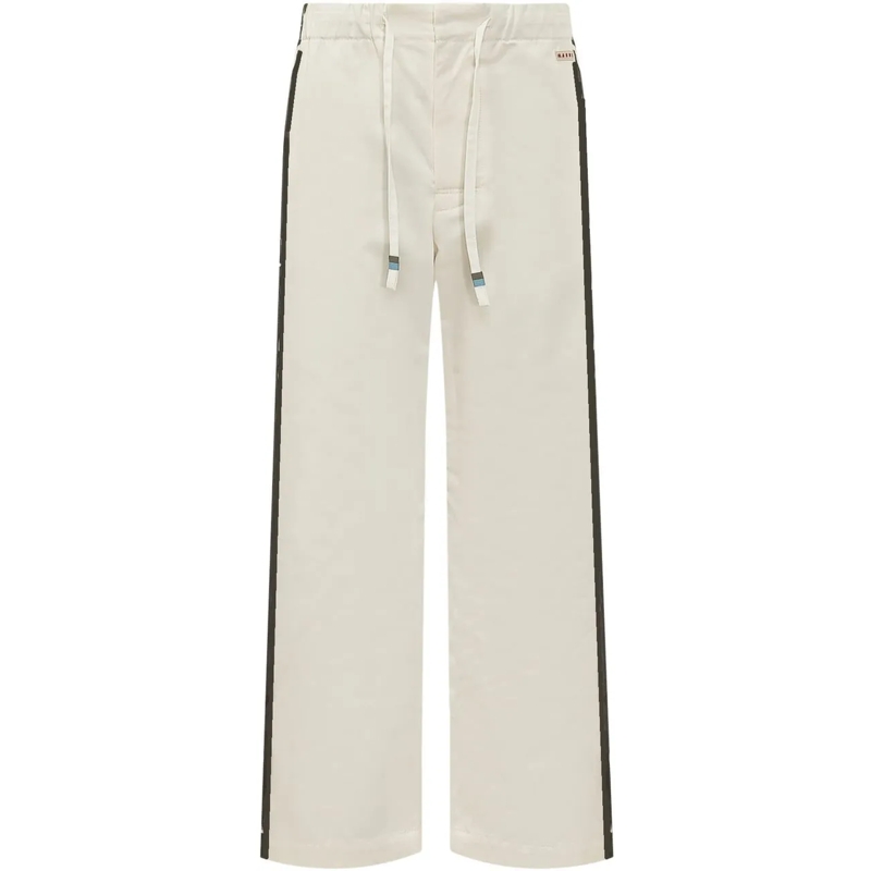 Marni Jogginghose Pantaloni Ampi con Bande Laterali weiß