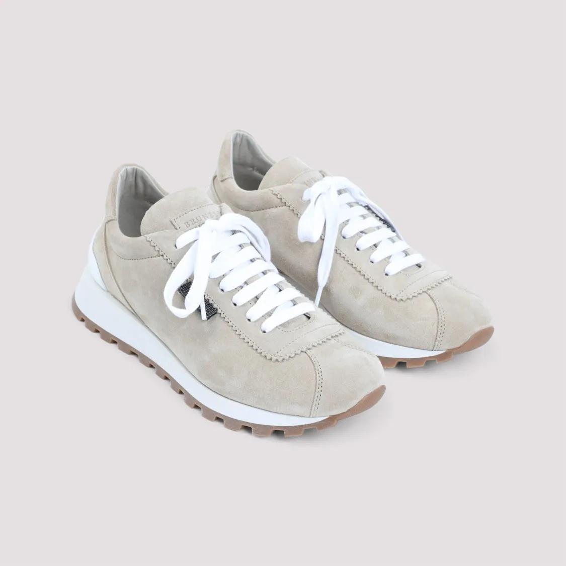 Thumbnail - Brunello Cucinelli Low-Top Sneaker - Suede Sneakers With Contrasting Rubber Sole - Gr. 37 (EU) - in Beige - für Damen
