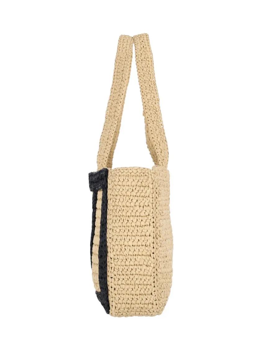 Thumbnail - Valentino Garavani Shopper & Totes - Woven Beige Tote Bag With Prominent Vlogo Signatur - Gr. unisize - in Beige - für D...