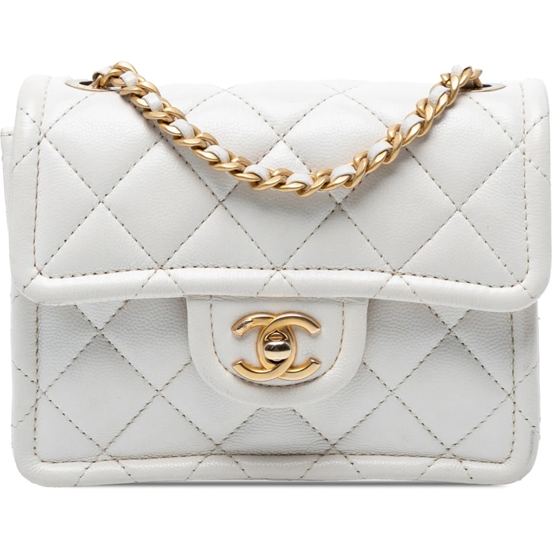 Chanel Sac à bandoulière Mini Quilted Caviar Sweet Classic Flap weiß