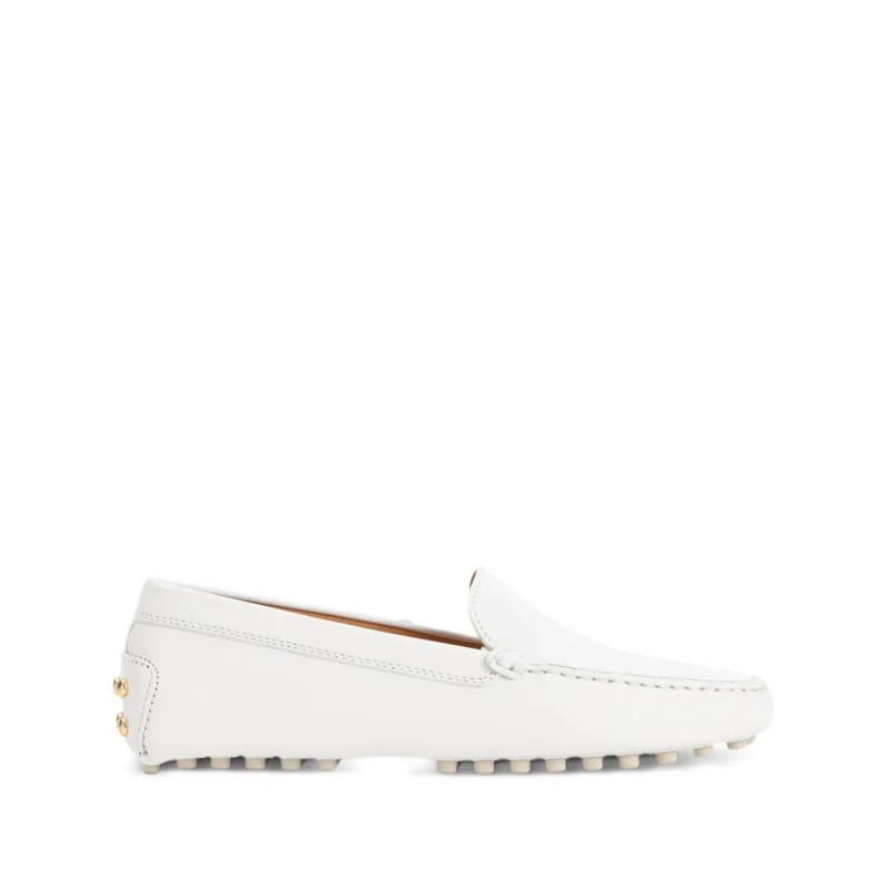 Tod's Ballerinas Moccasin-Style White Sandals With Rubber Pebble So White