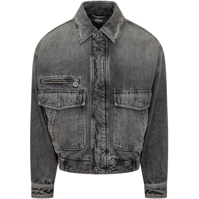 Versace Veste en jean Blusa in Denim dunkelgrau