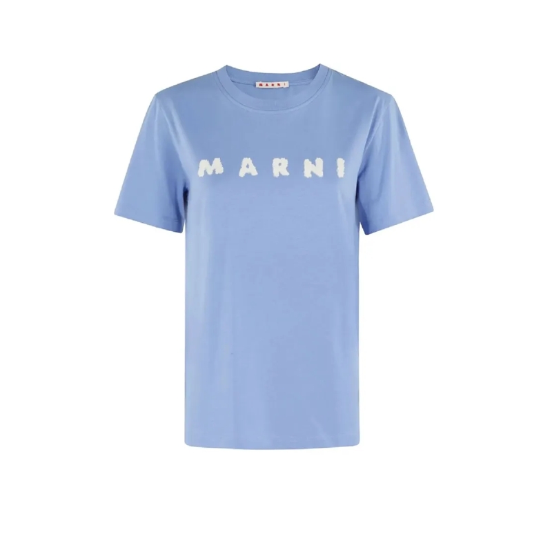 Marni T-shirt Playful Text Design Cotton Marni T-Shirt Blue