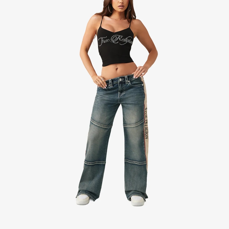 True Religion Jeans - Bobbi Baggy-Jeans- Mittelhohem Bund- Kontraste blau(Image 2)
