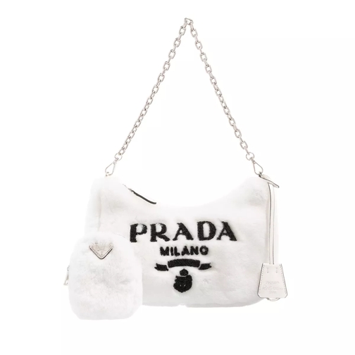 Prada Sheepskin Logo Shoulder Bag White/Black Pochette