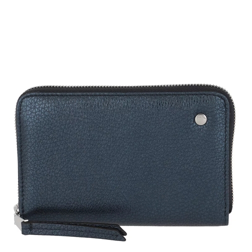 Abro Shimmer Leather Wallet Navy Portemonnaie mit Zip-Around-Reißverschluss