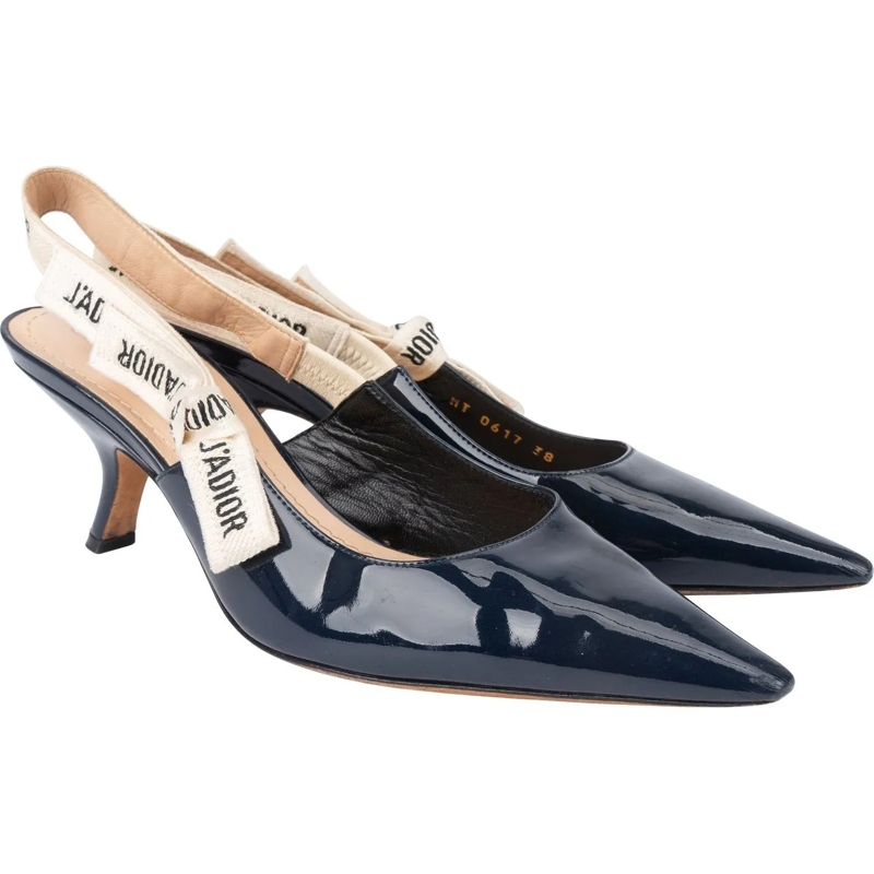 Christian Dior Pumps Christian Dior Patent Leather Jadior Slingback Hee blau