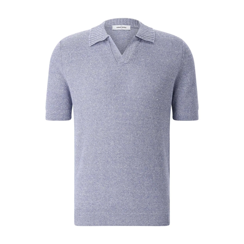 Gran Sasso  Poloshirt aus Leinenmix blau