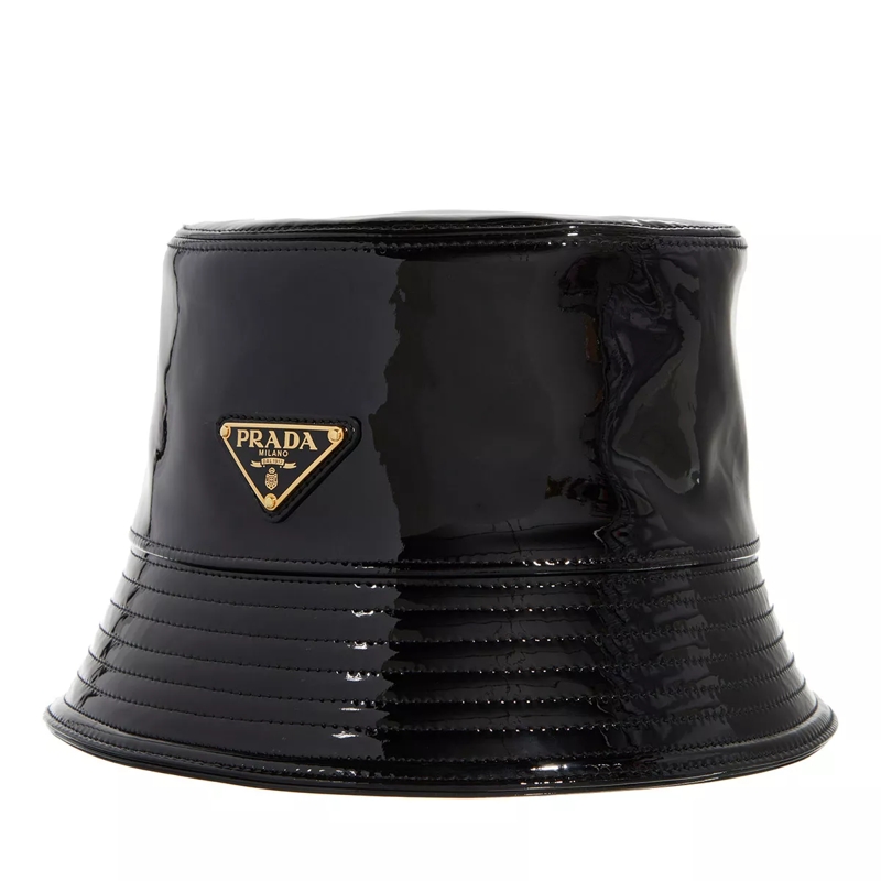 Prada Fischerhut Leather Bucket Hat Black