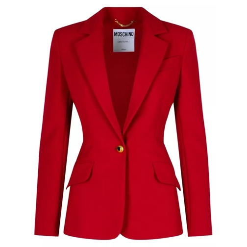 Moschino Burgundy Polyester Blend Blazer Red 