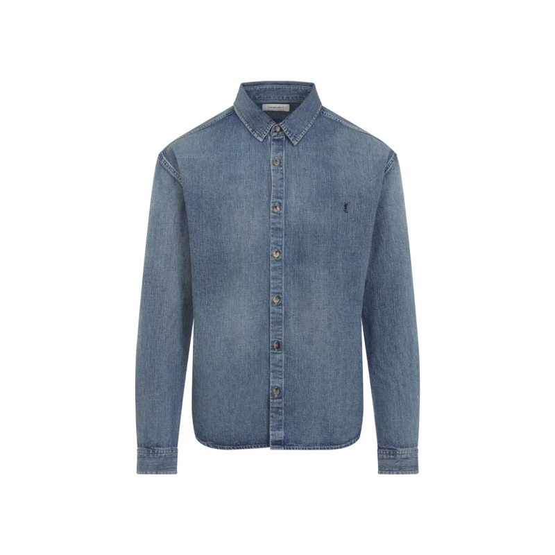 Saint Laurent Hemd Cassandre Blue Cotton Shirt Blue