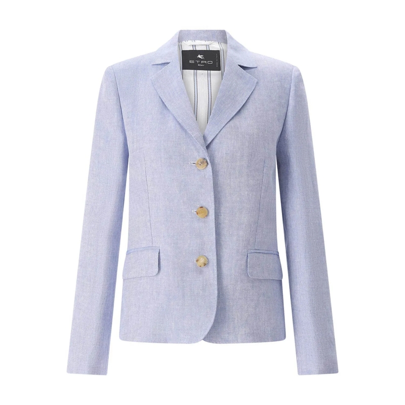 Etro Übergangsjacke Blazer aus Leinen blau
