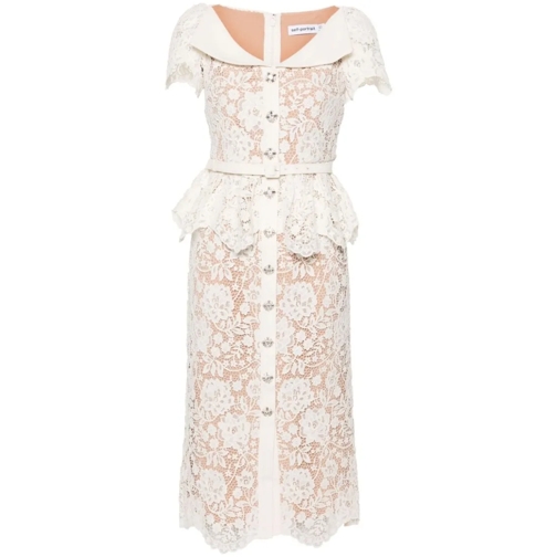 Self Portrait Robes midi Lace Midi Dress White