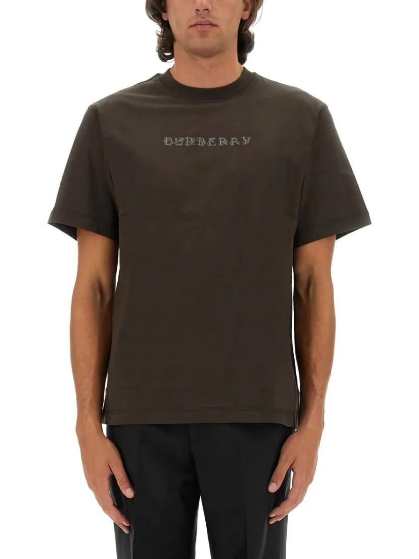 Thumbnail - Burberry - Brown Cotton T-Shirt - Größe M - schwarz