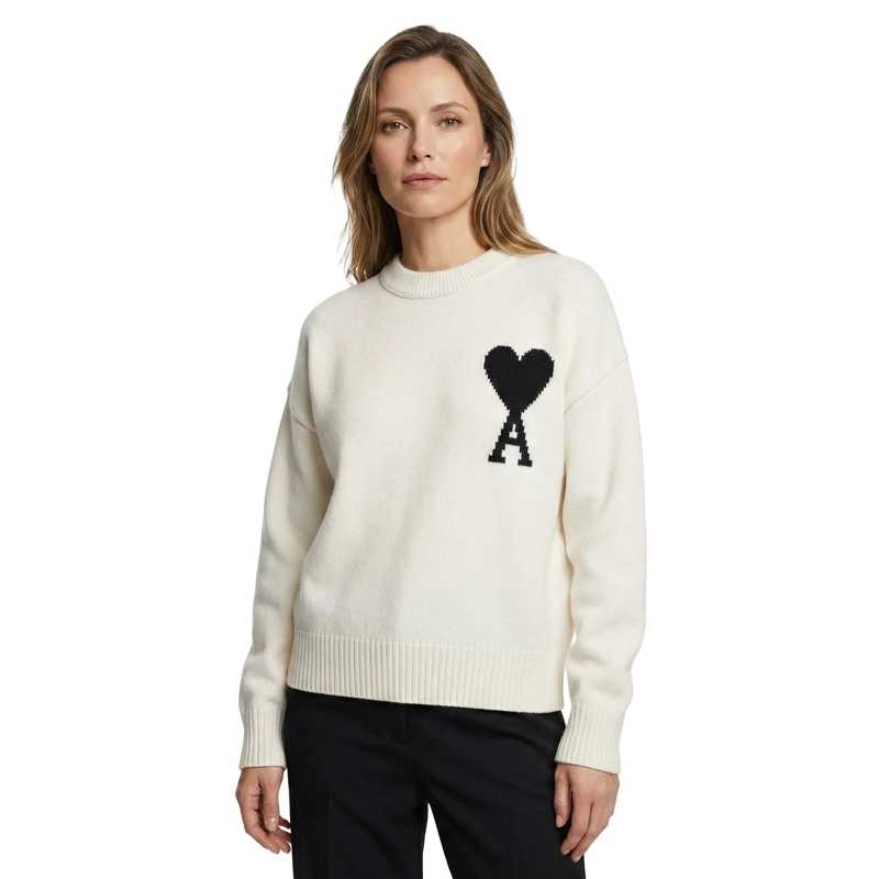 AMI Paris Pullover Pullover aus Schurwolle 0504h25 gris chine/noir