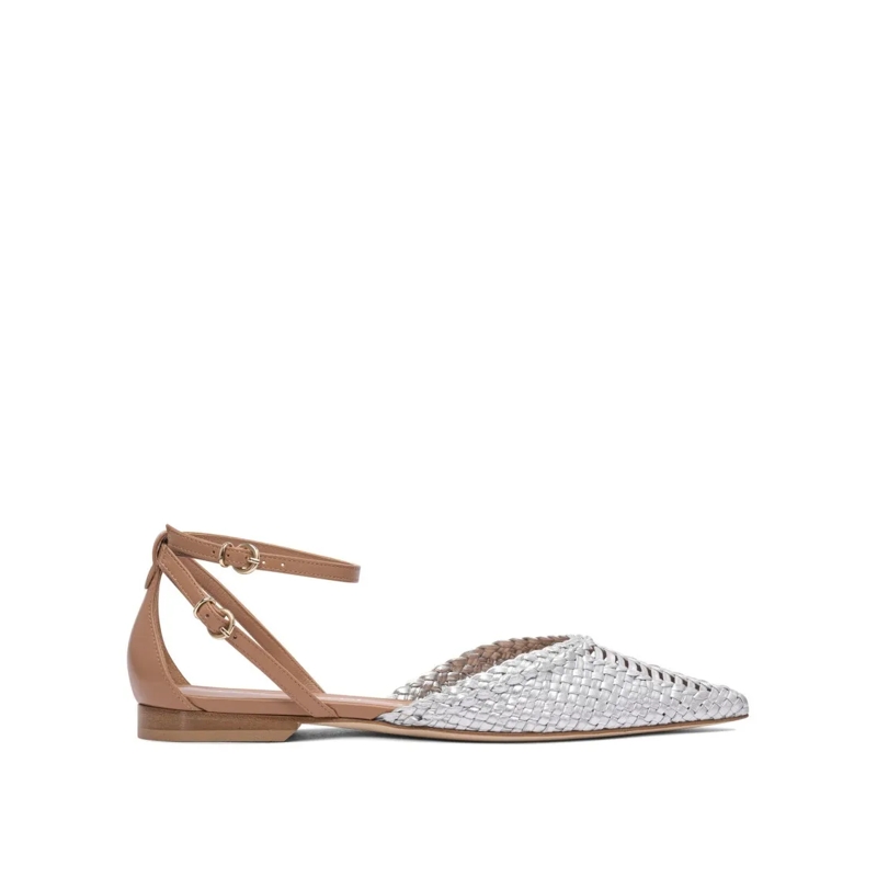 LELLA BALDI Ballerinas Woven Metallic Pointed Toe Ballerinas Brown
