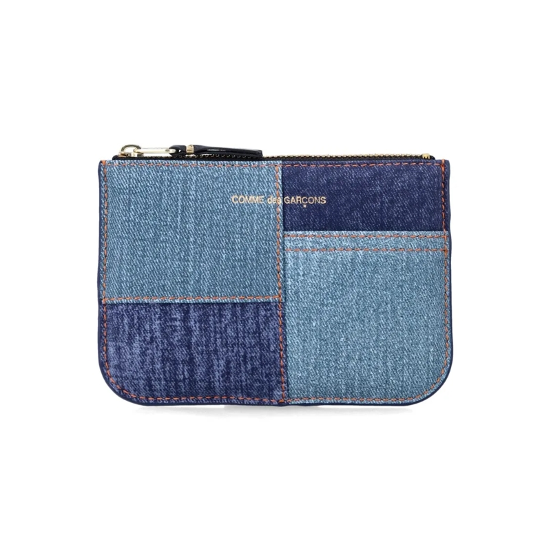 Comme des Garcons Geldbörse Denim Effect Leather Pouch Blue