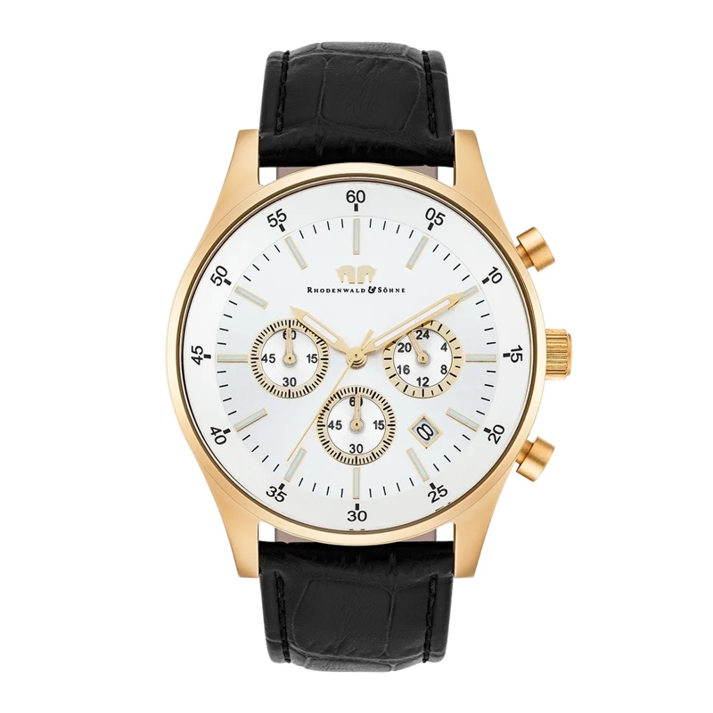 Rhodenwald & Söhne Automatikuhr Herren Armbanduhr Goodwill Echtleder gold