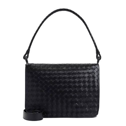 Bottega Veneta Small Wing Intrecciato Shoulder Bag Black Schoudertas