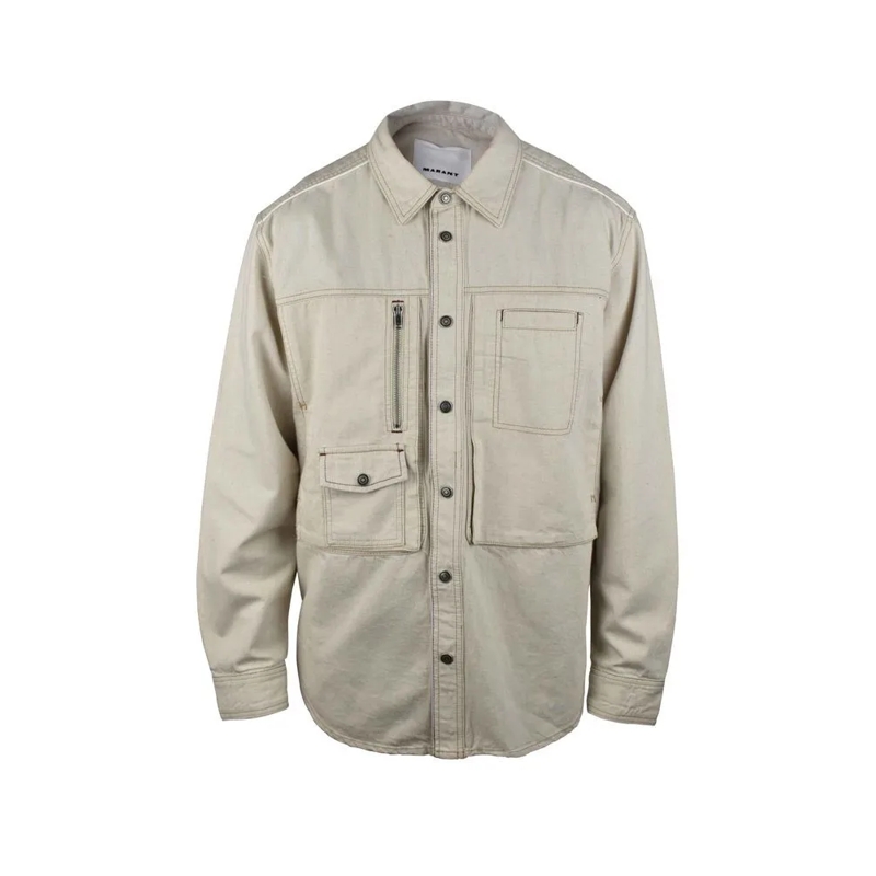 Isabel Marant Jeansjacke Off-White Denim Jacket With Exposed Seams Grey